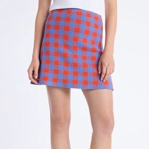 Free Assembly Plaid Orange and Blue Women's Skirt